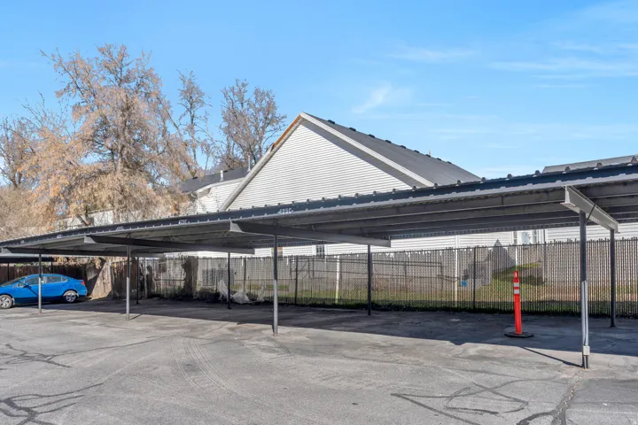 View of covered parking lot