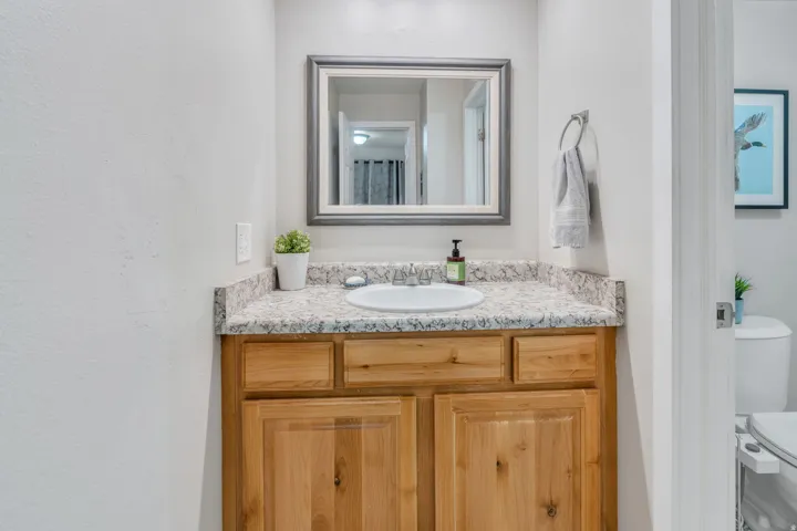 Bathroom with vanity and toilet