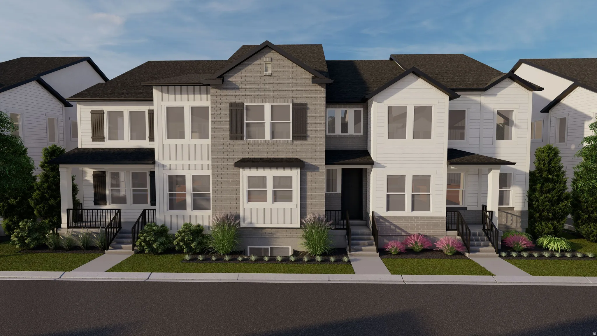 Modern farmhouse style home featuring roof with shingles