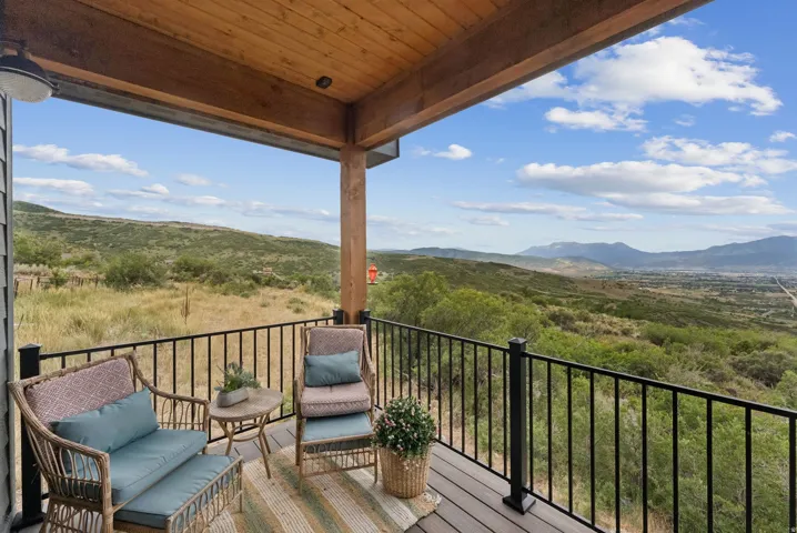 Balcony with a mountain view