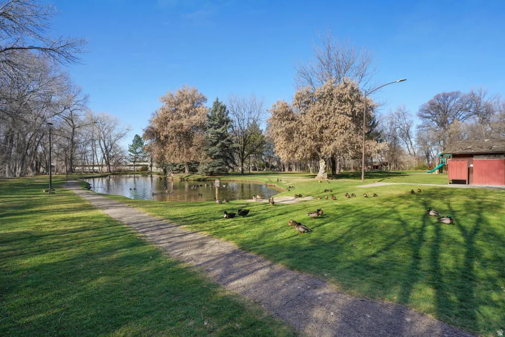 View of property's community with a water view