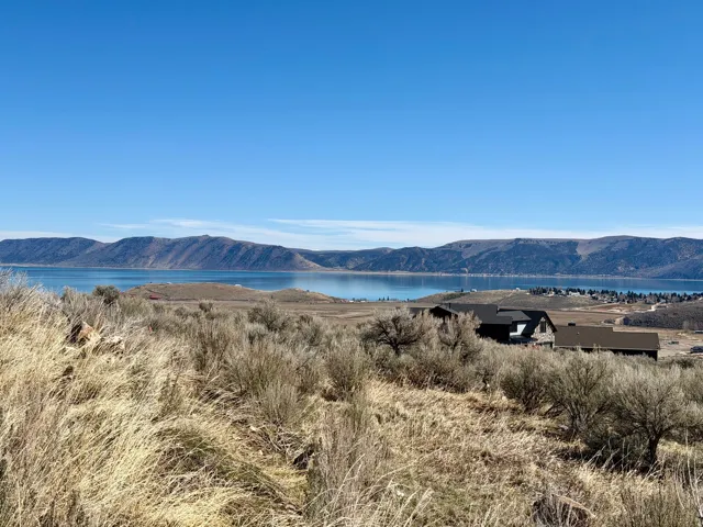 View of mountain background with a nearby body of water