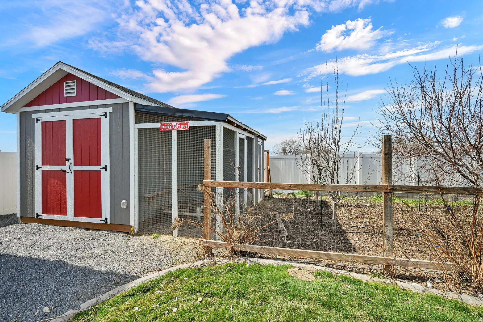View of chicken coop featuring a sunroom