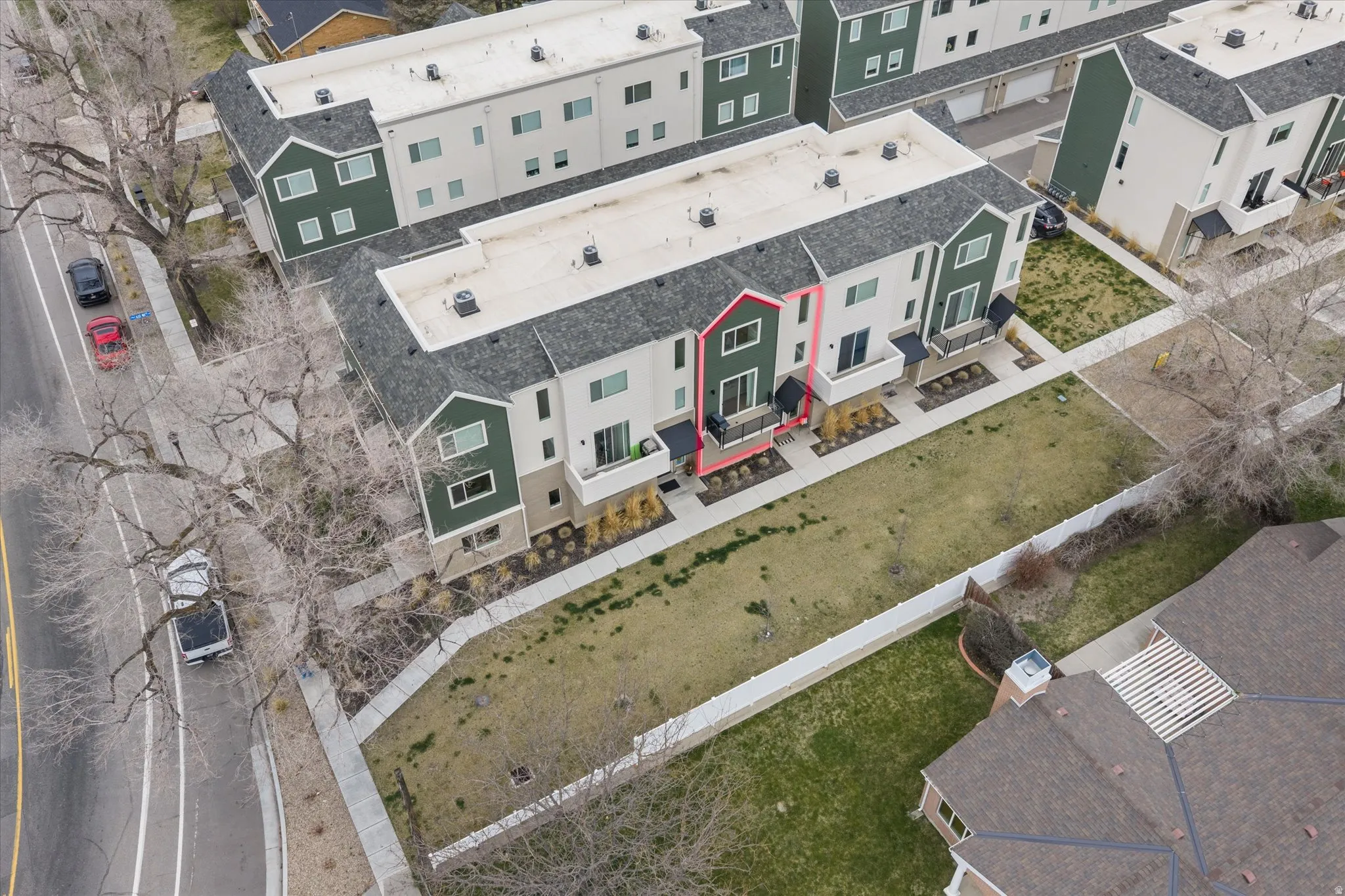 Aerial view of residential area.