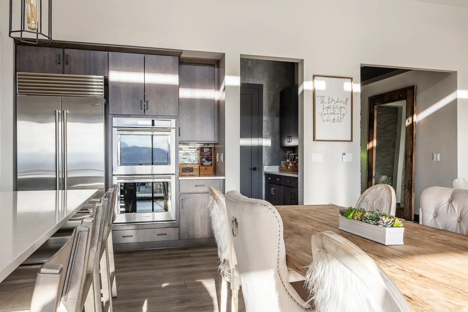 Dining area featuring dark wood finished floors
