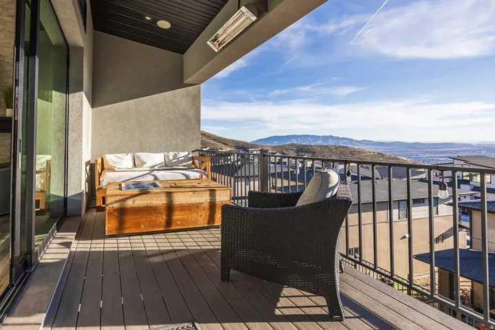 Balcony with a mountain view
