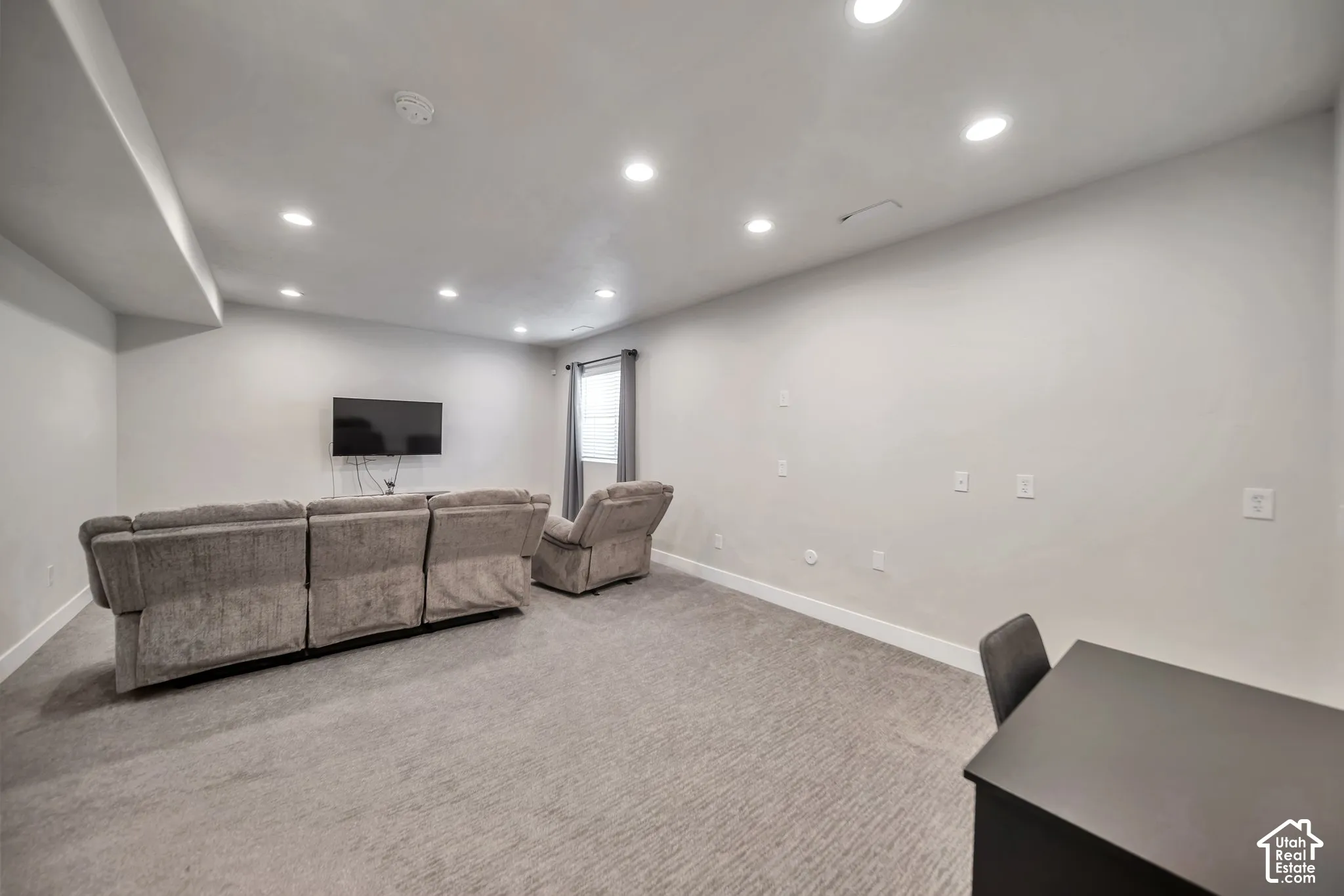3rd Family room in basement featuring recessed lighting and light colored carpet