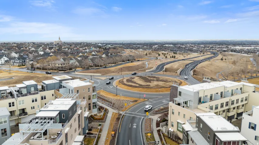 Aerial perspective of suburban area