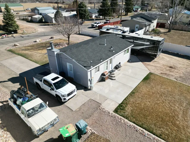 Aerial perspective of south west side of home suburban area