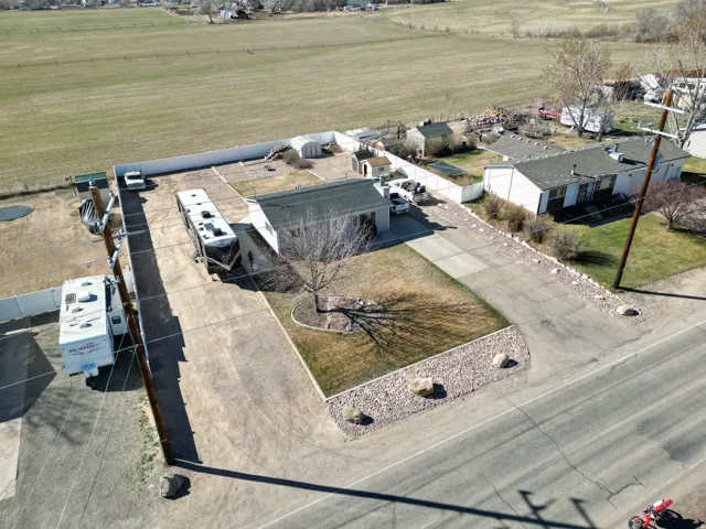 Aerial view of sparsely populated area looking south west