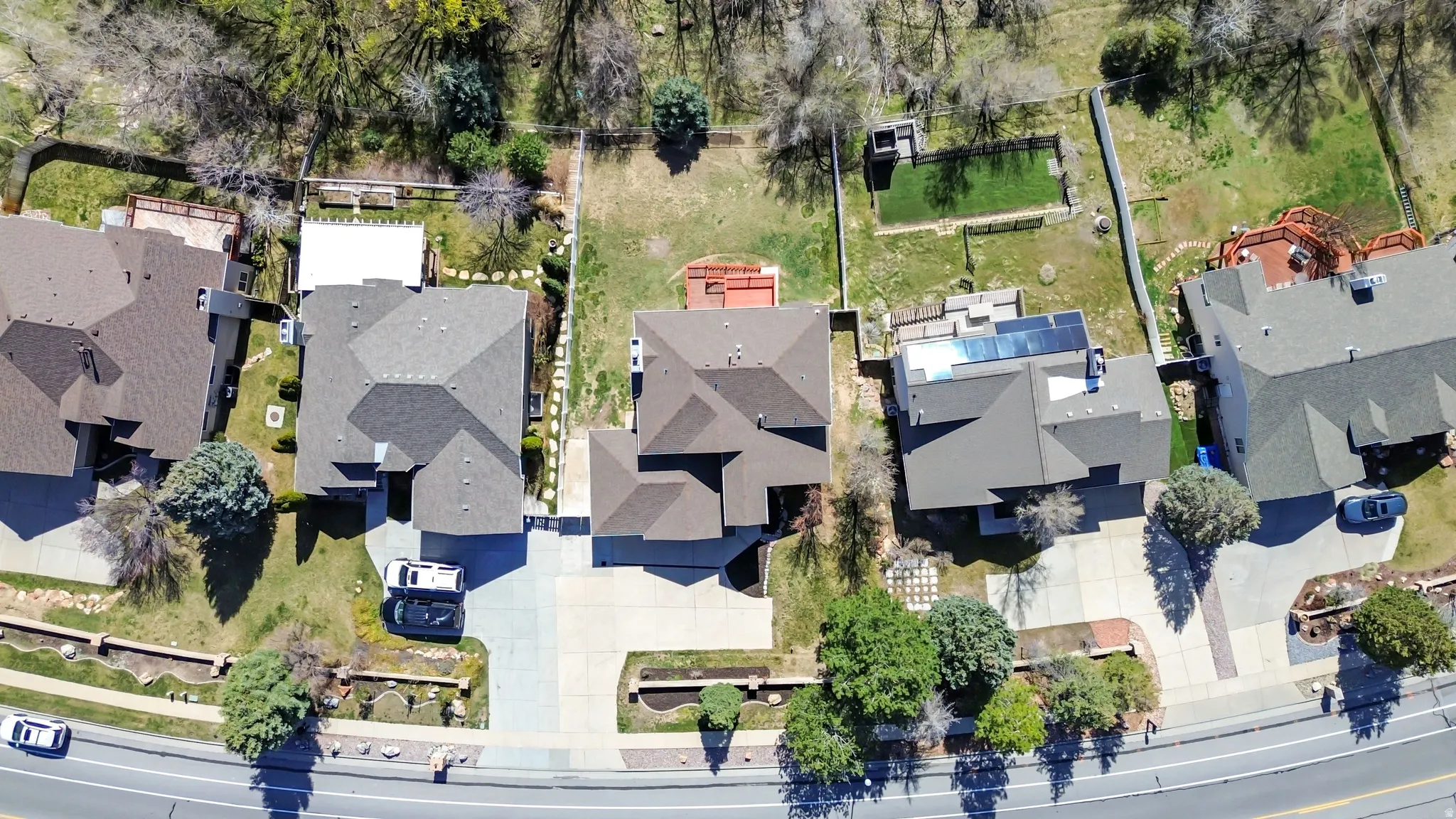 Aerial perspective of suburban area