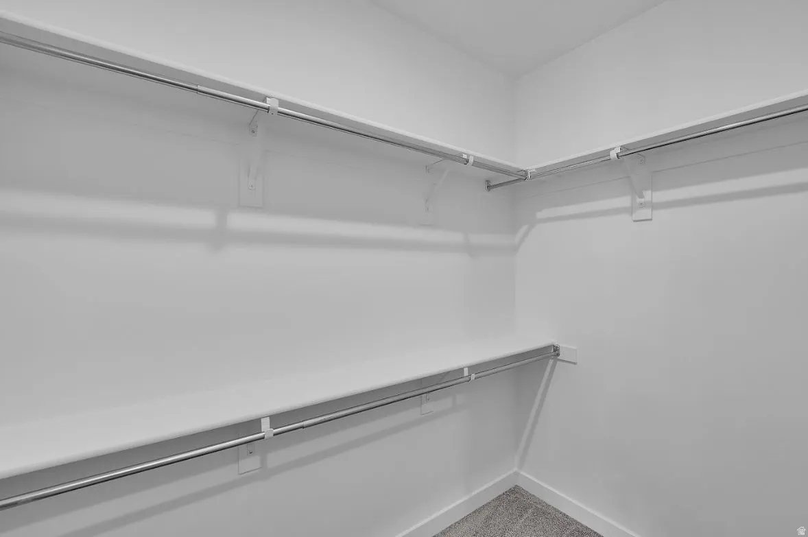 Walk in closet with light carpet