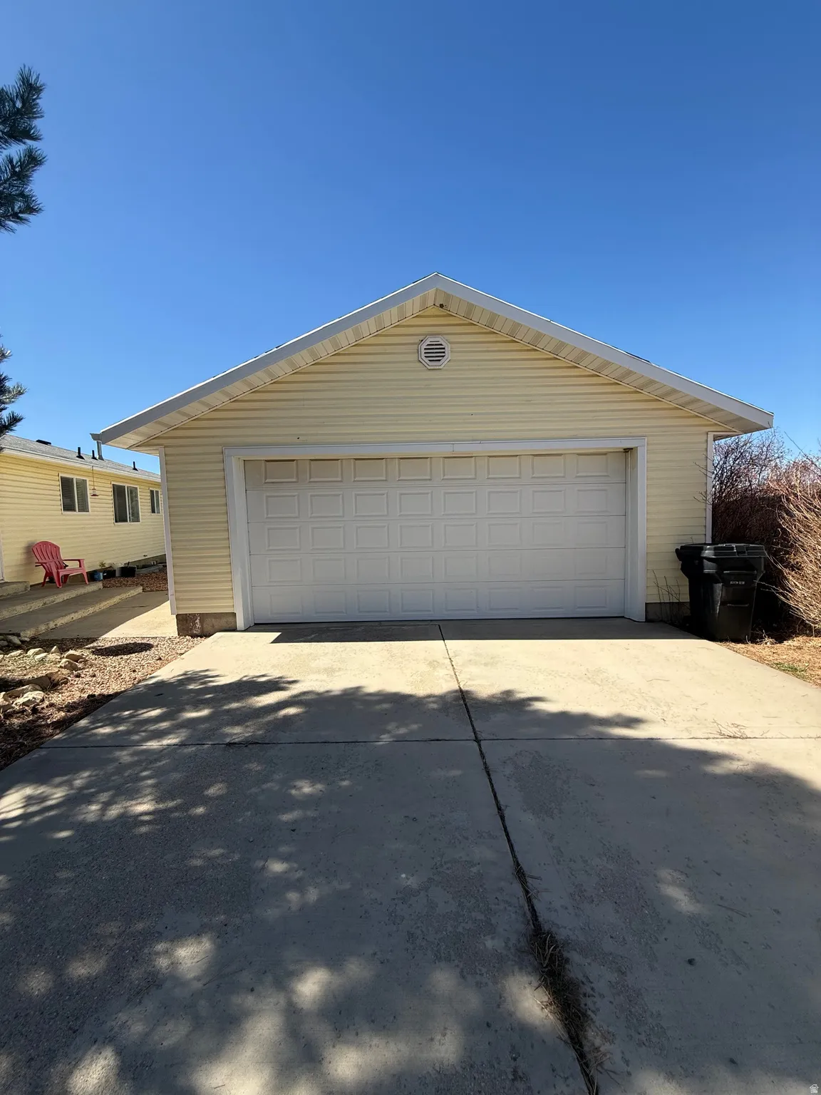 View of detached garage