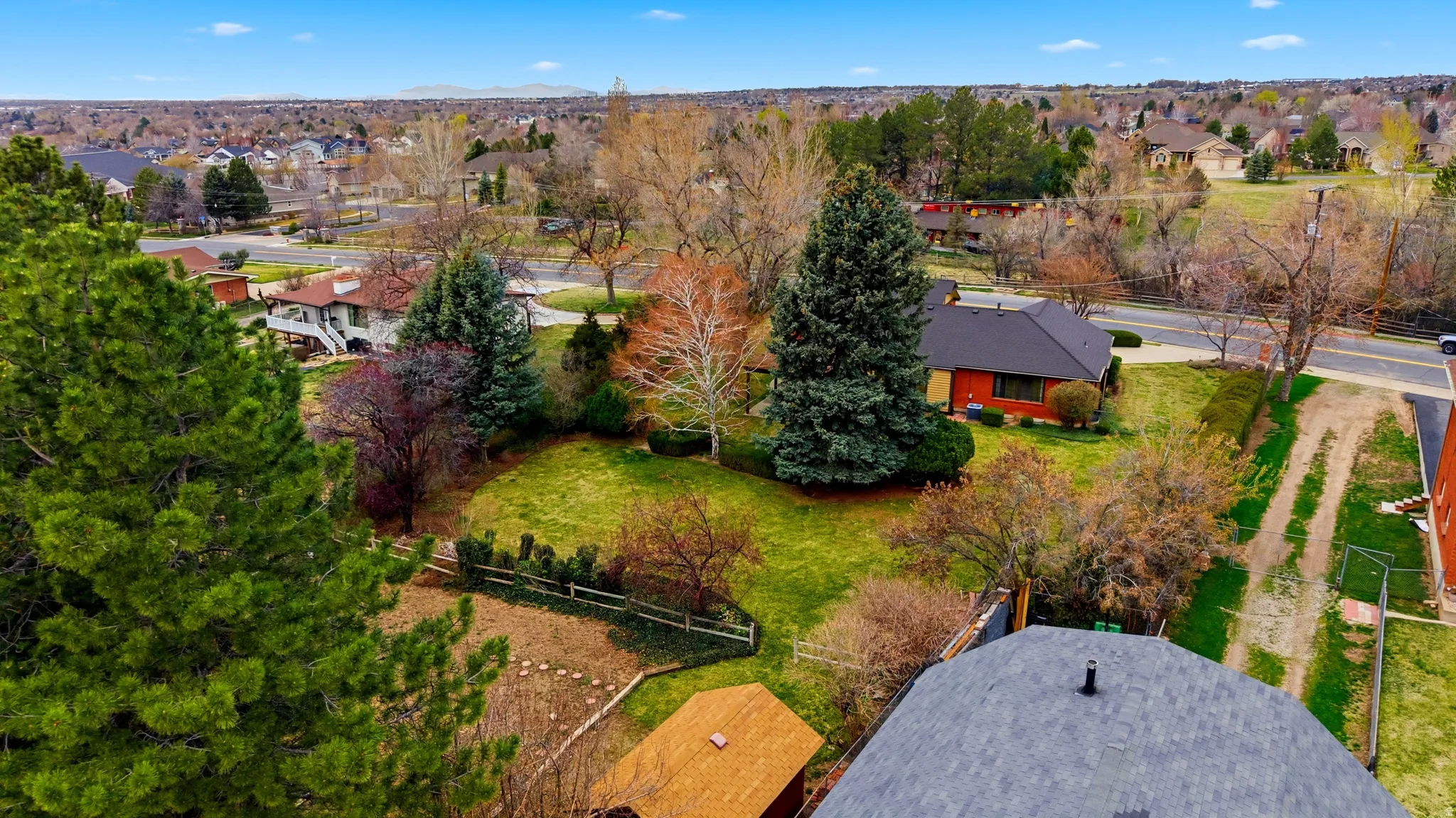 Aerial perspective of suburban area