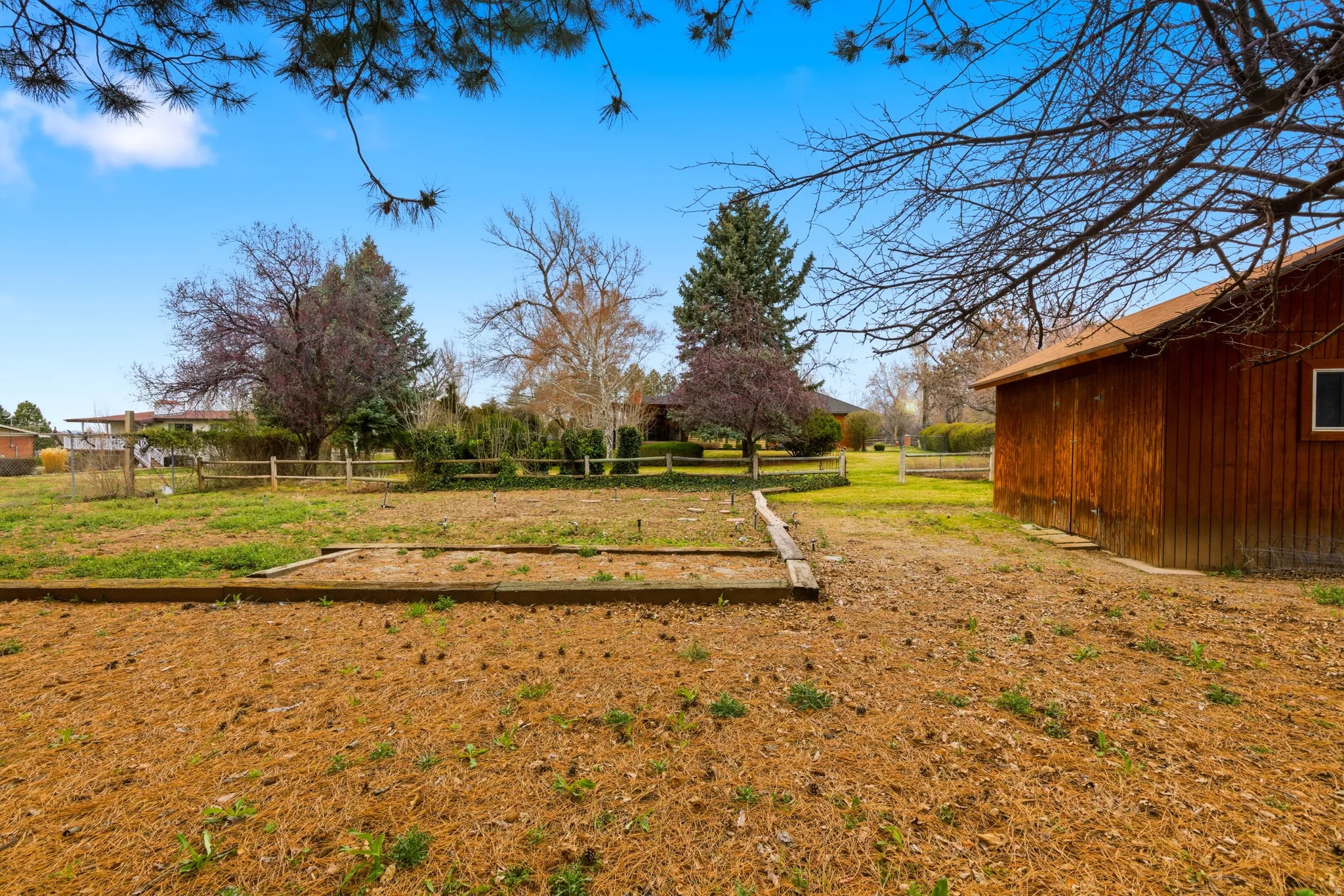 View of yard with a vegetable garden