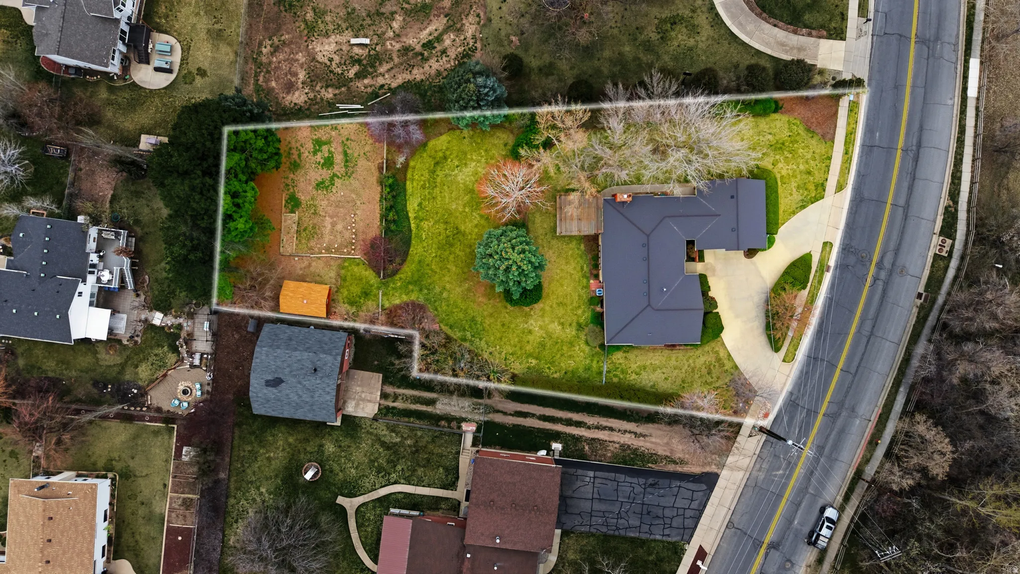 Aerial view of residential area