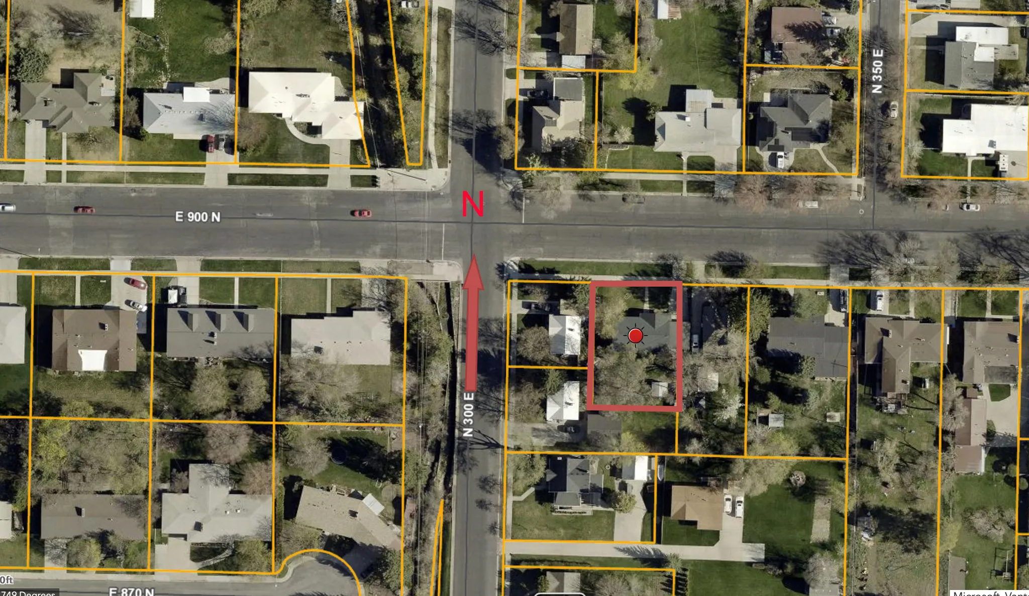 Map of property location with property parcel outlined
