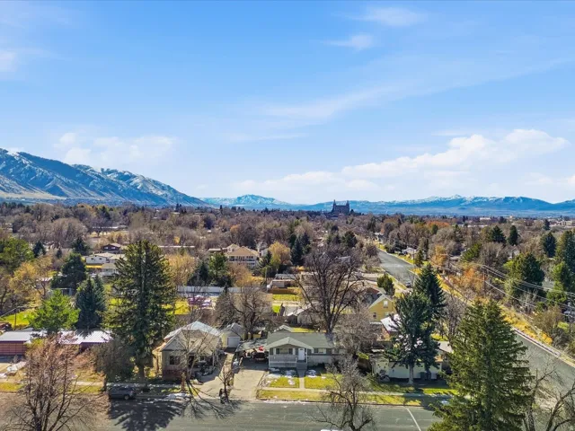View of mountain background with nearby suburban area