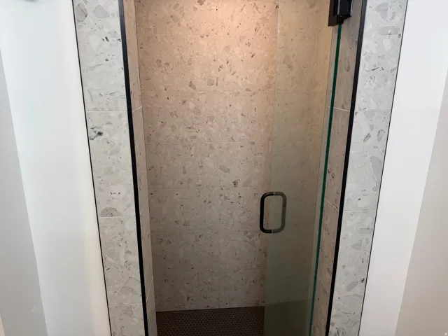 Bathroom view of a shower stall