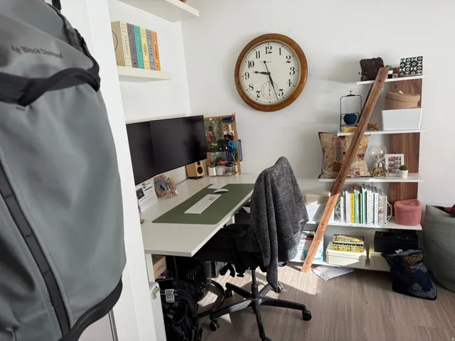 Home office featuring wood finished floors