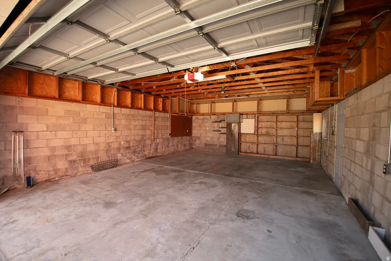 View of the inside of the spacious garage