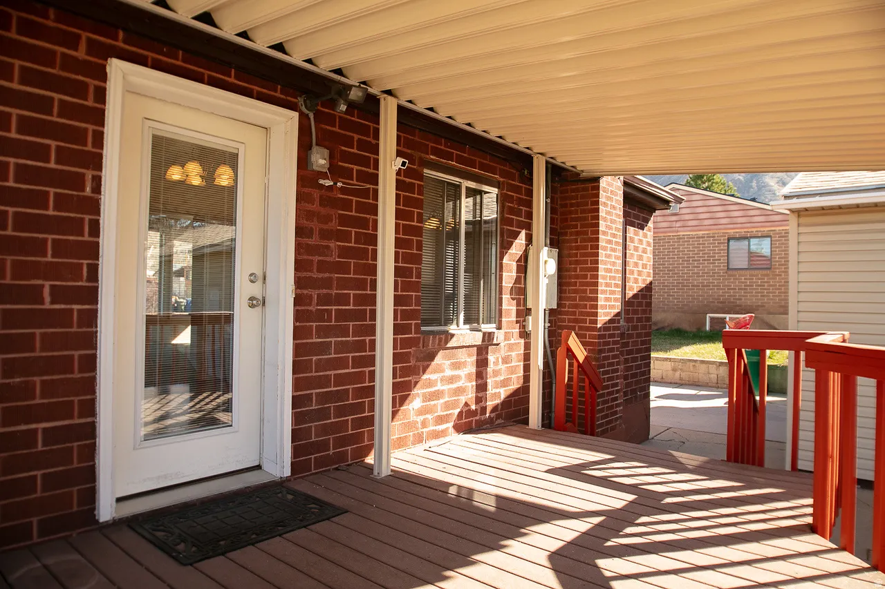 Back door to home and covered deck