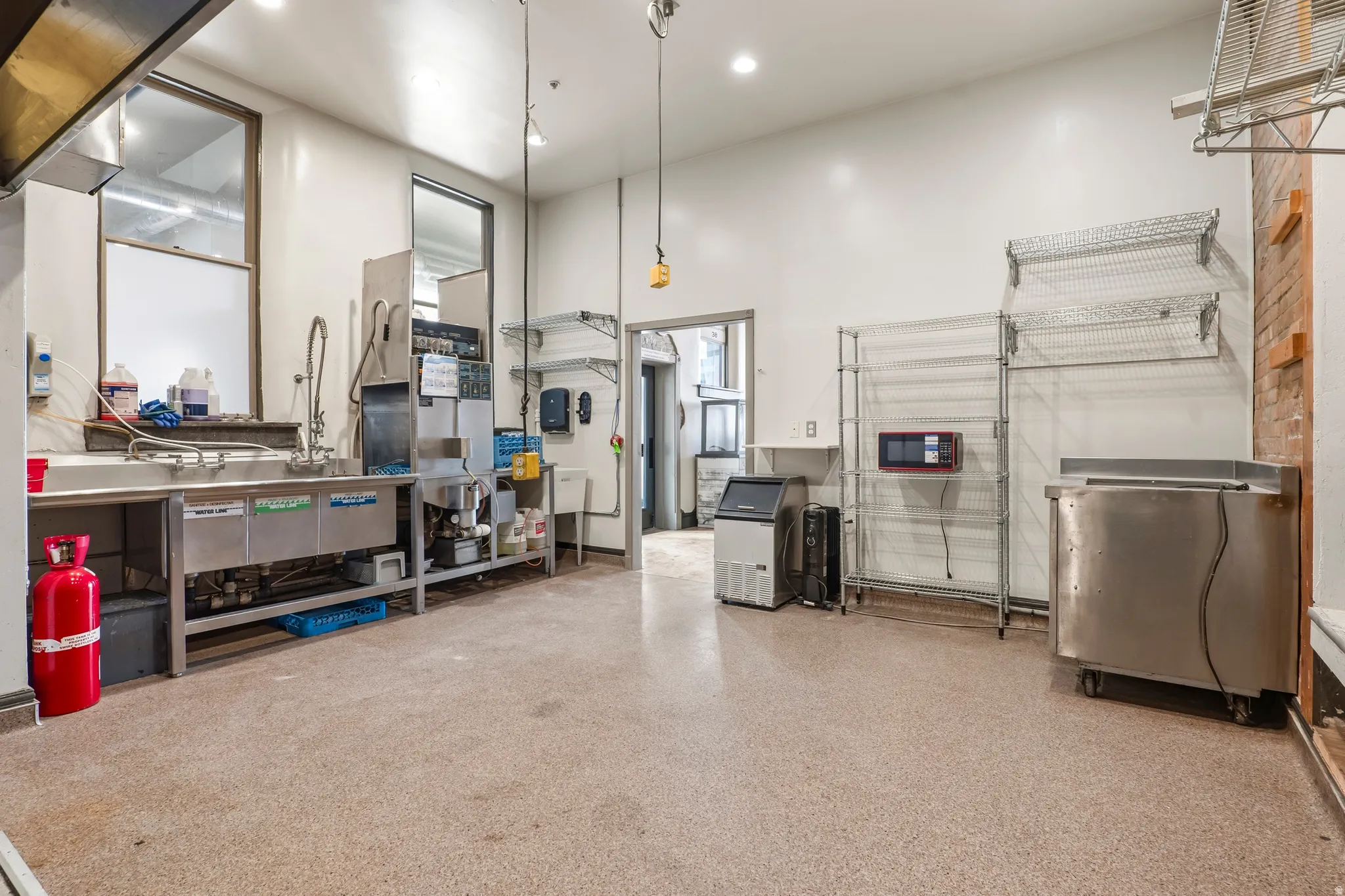 Garage with recessed lighting