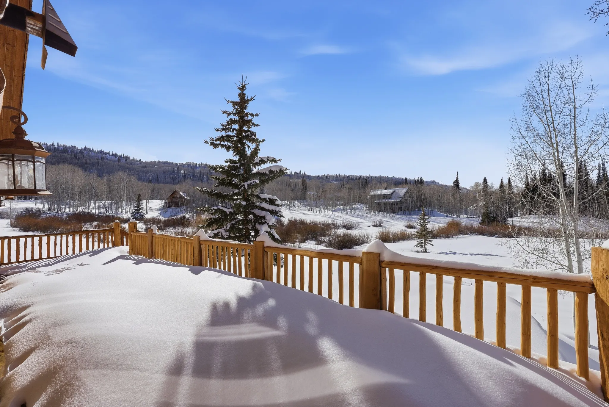 View of snow covered deck