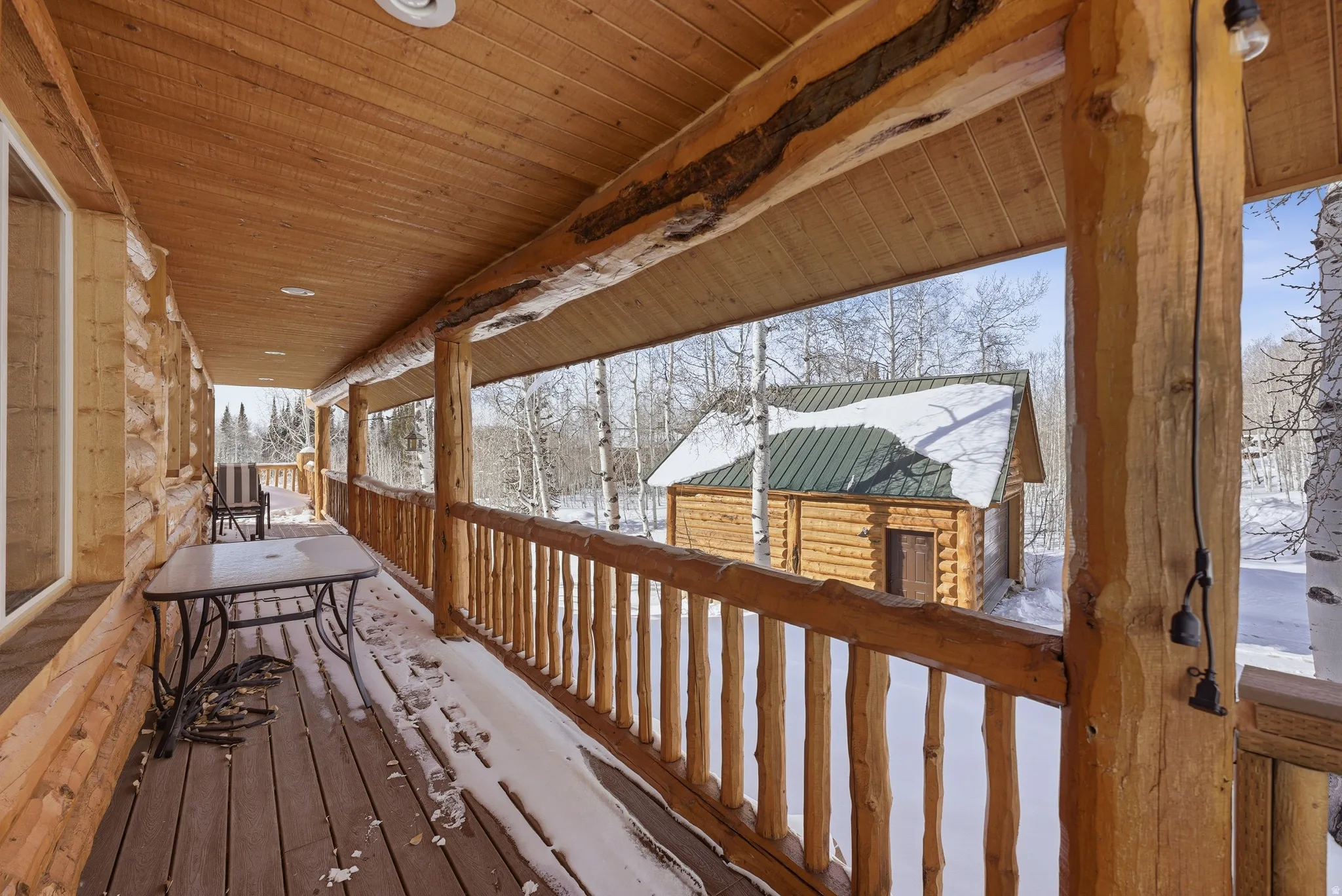 View of snow covered deck