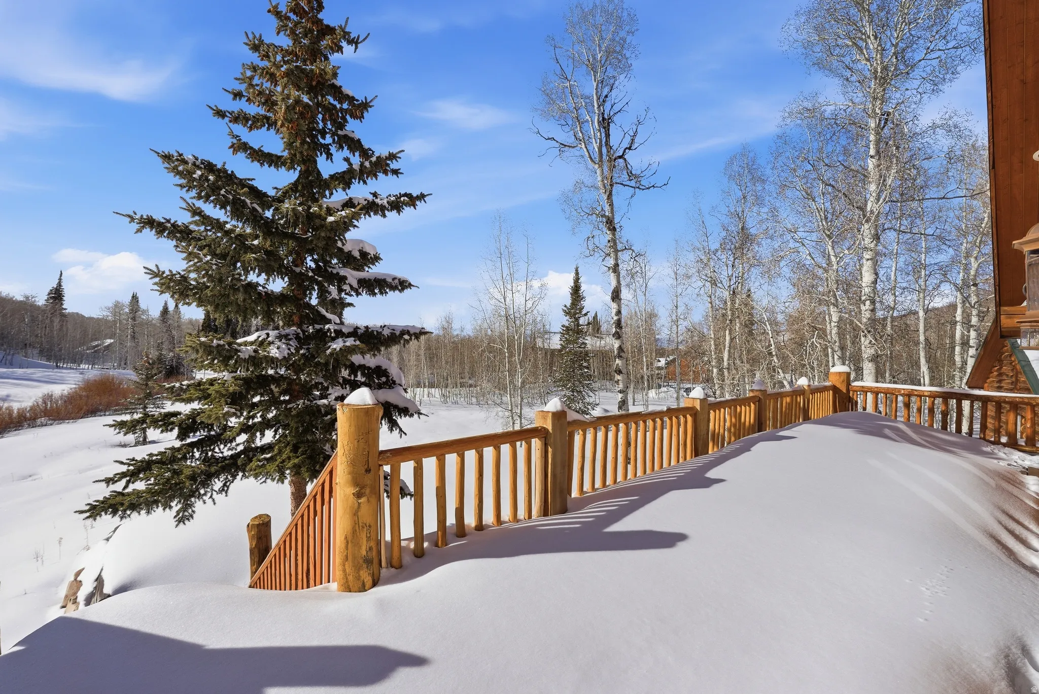 View of snow covered deck