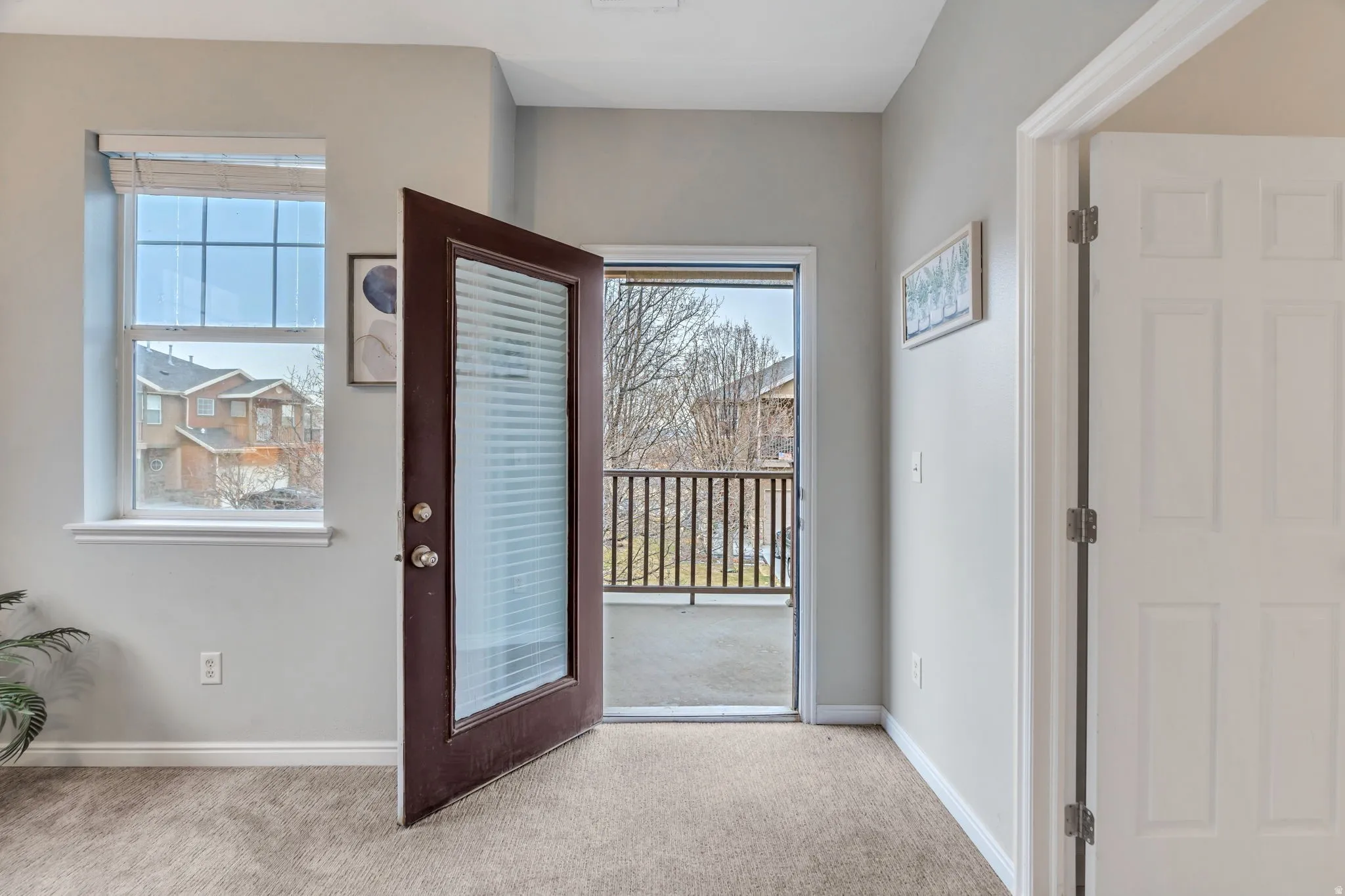 This private balcony offers easy access outside and a great place to enjoy your morning coffee