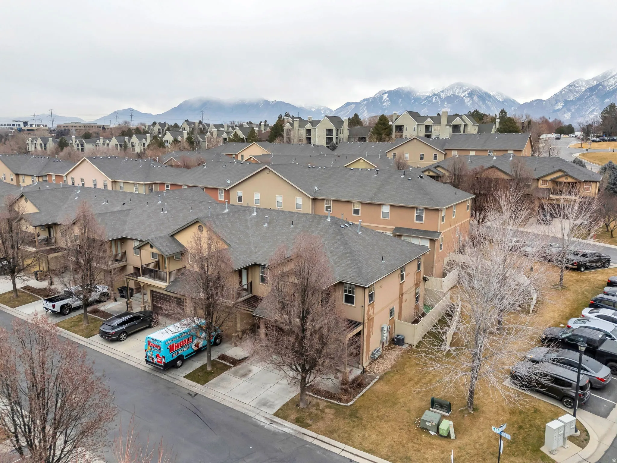 Row End Townhouse with a large community green space.