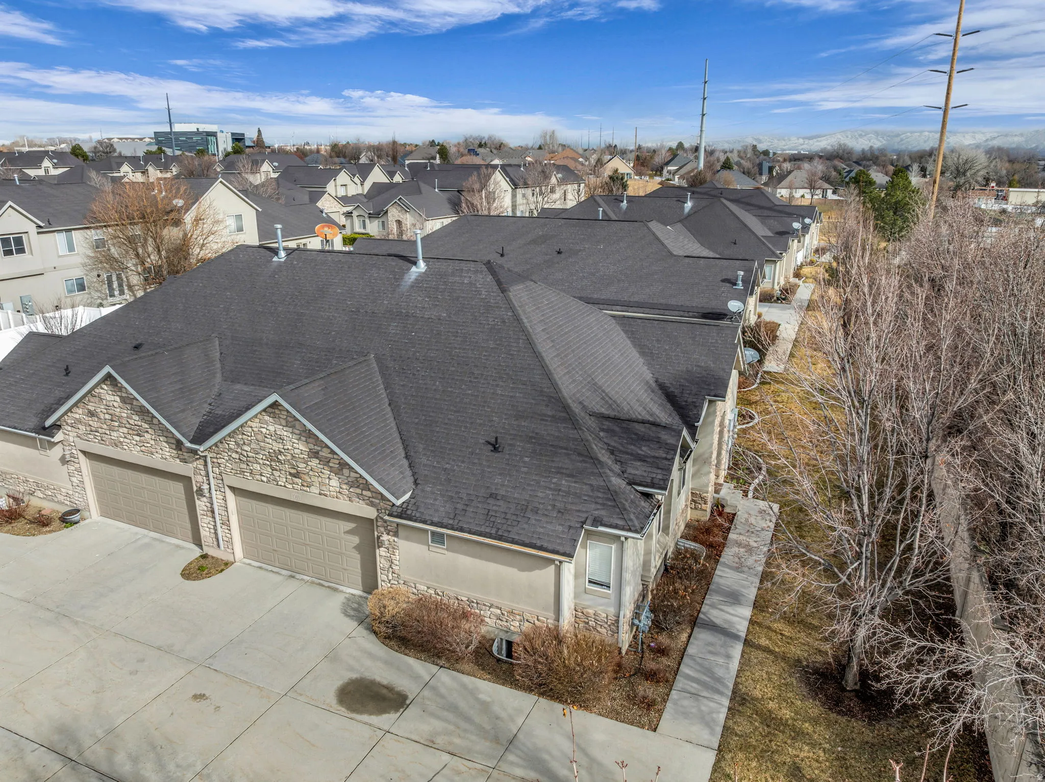 Aerial perspective of suburban area
