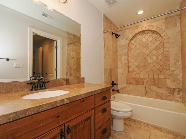 Full bathroom with vanity and shower / bathtub combination