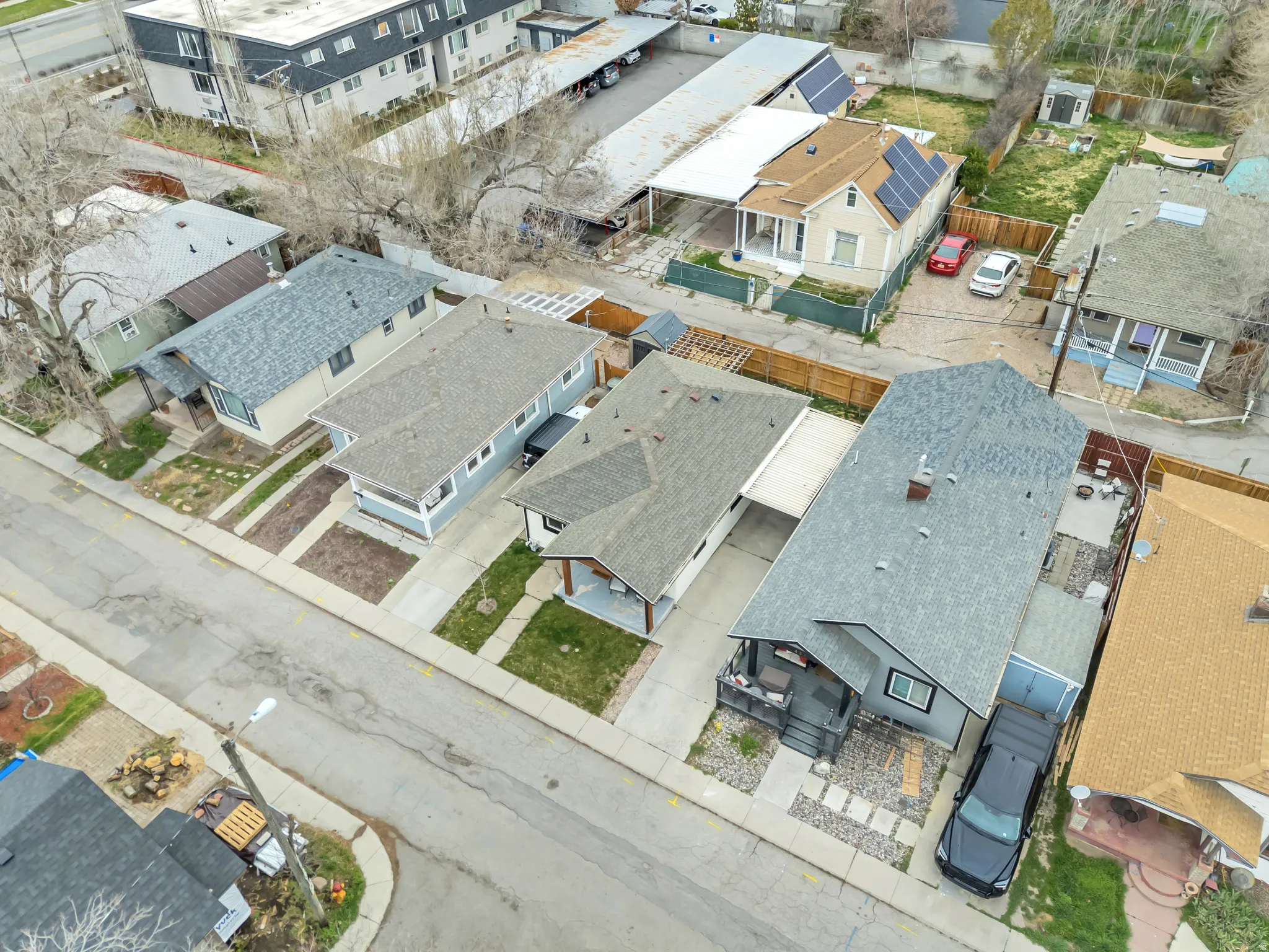 Aerial perspective of suburban area
