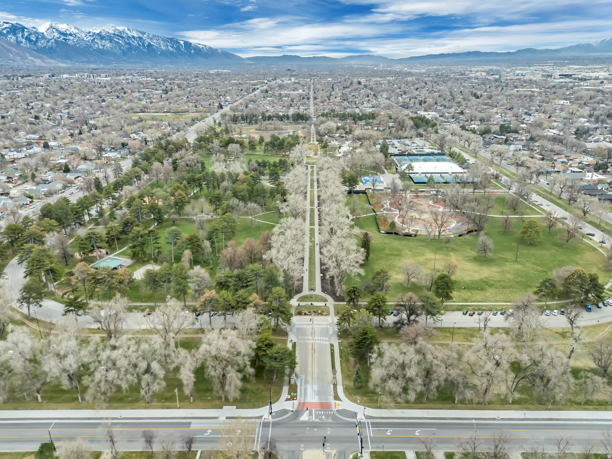 Bird's eye view of a mountain backdrop