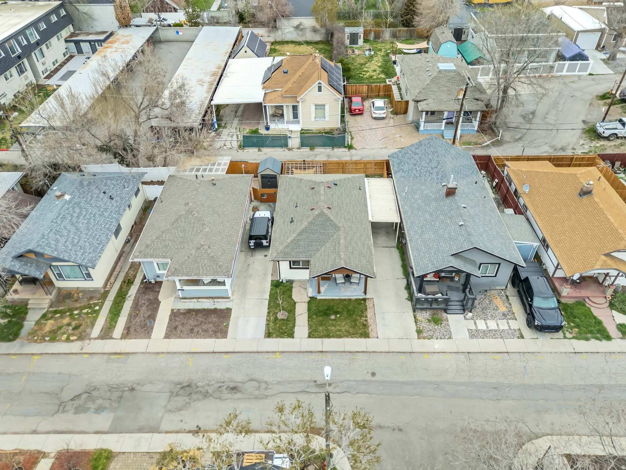Aerial perspective of suburban area