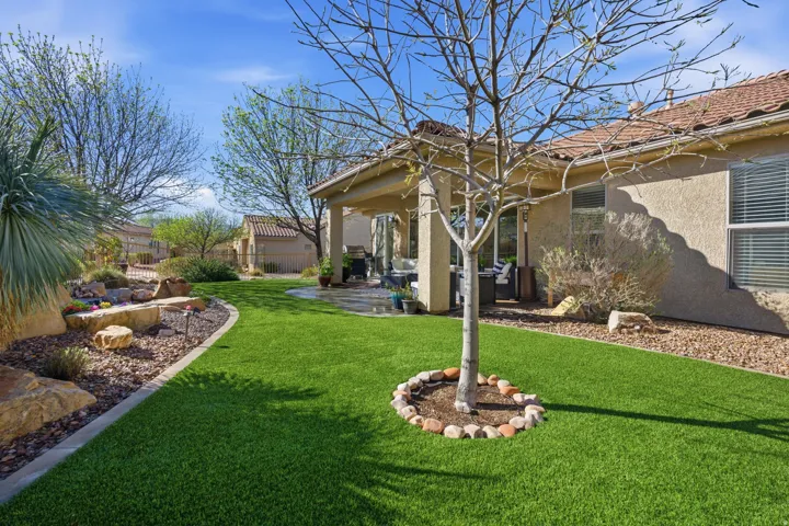 Fenced backyard featuring a patio area