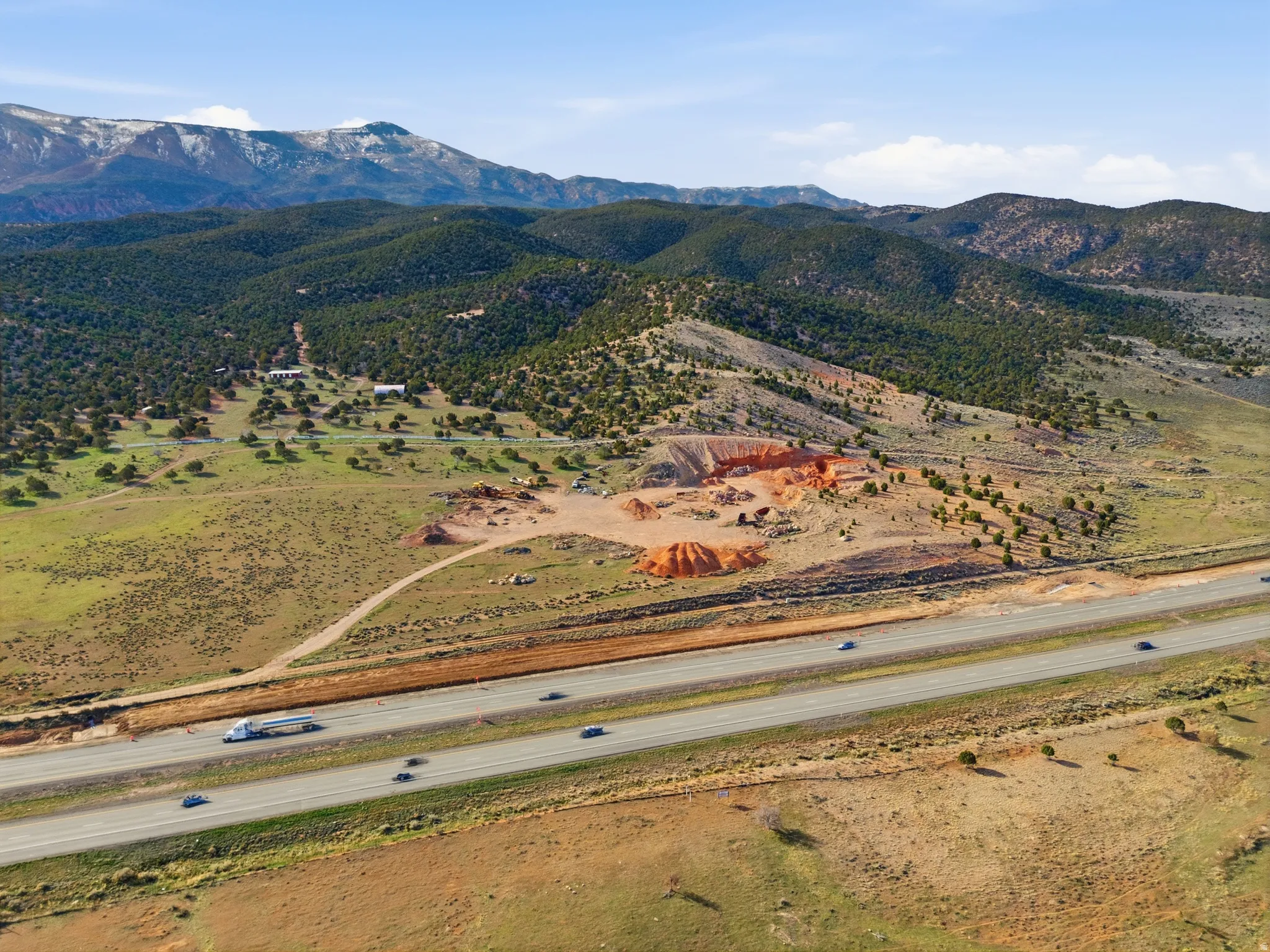 Aerial view of mountains along I-15
