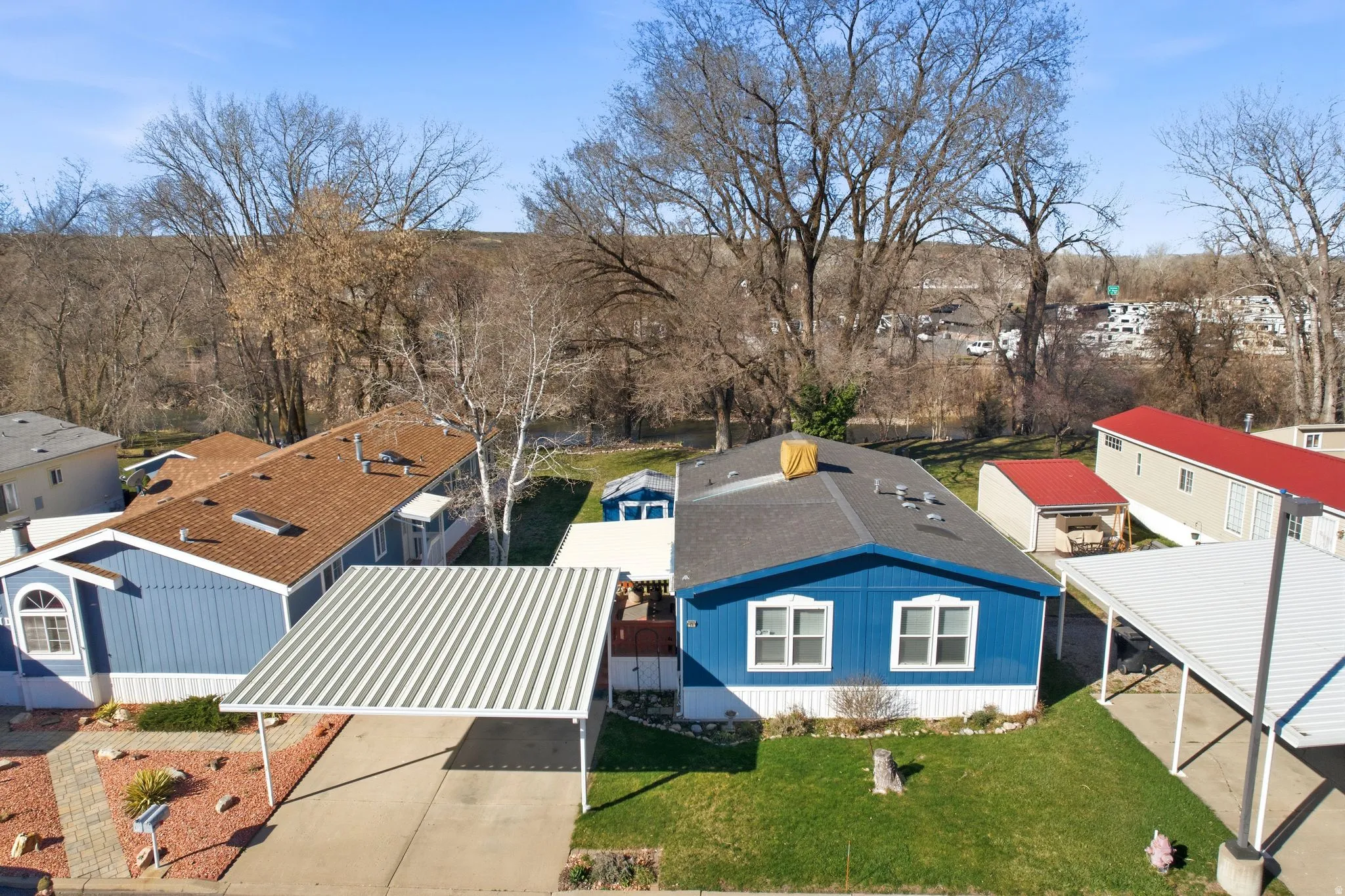 Aerial perspective of suburban area