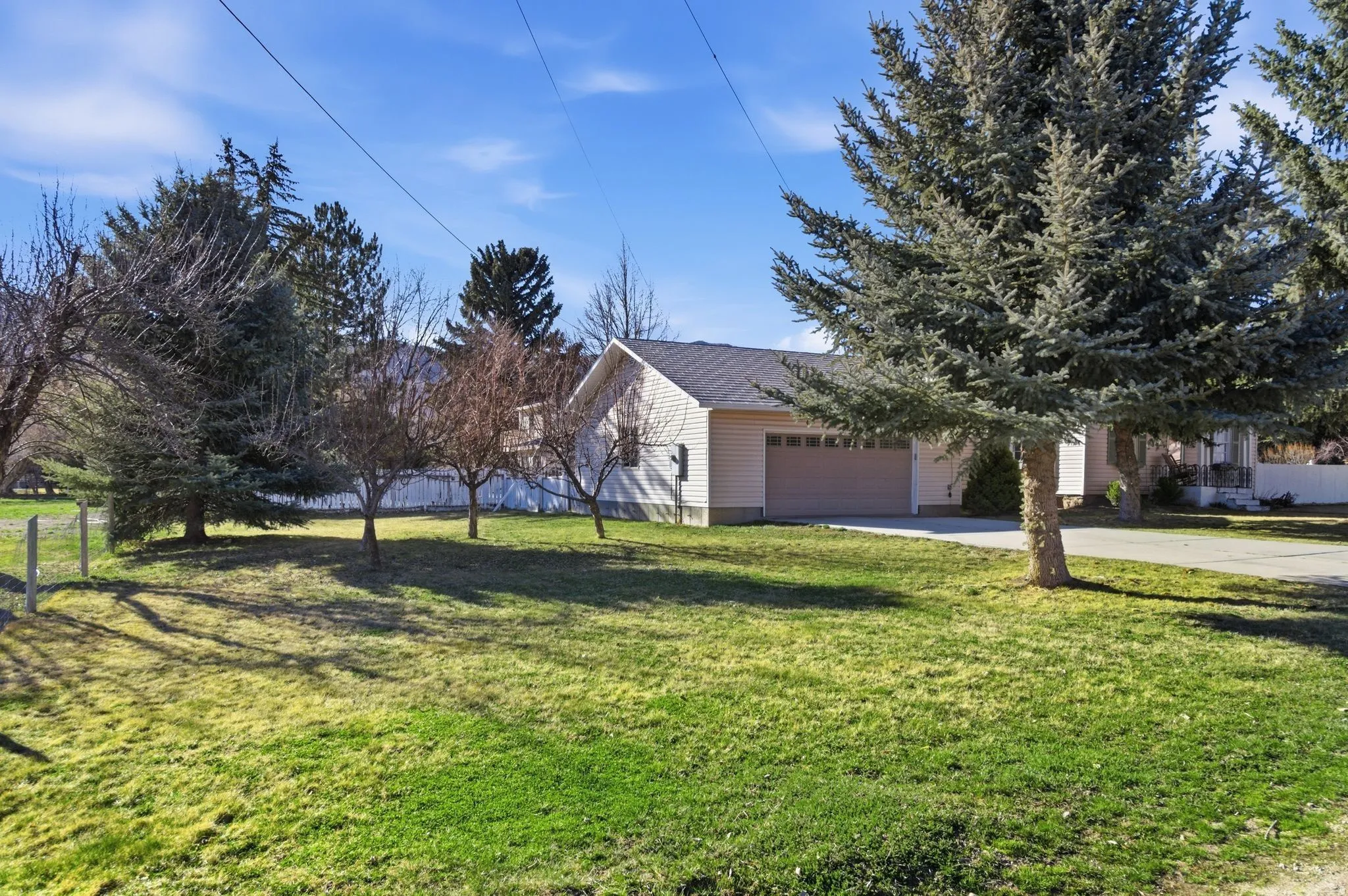 View of yard featuring concrete driveway and an attached garage