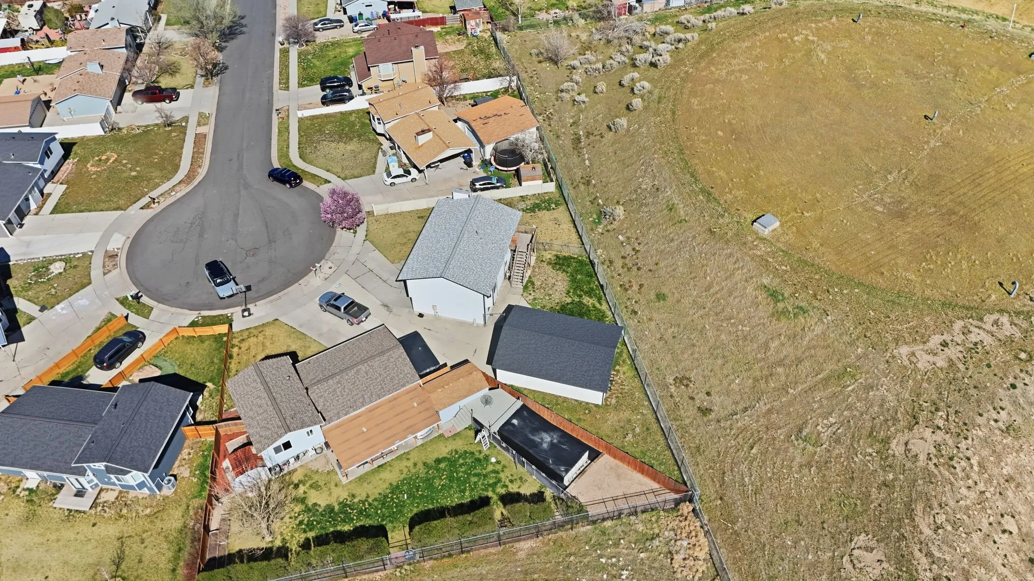 Aerial perspective of suburban area