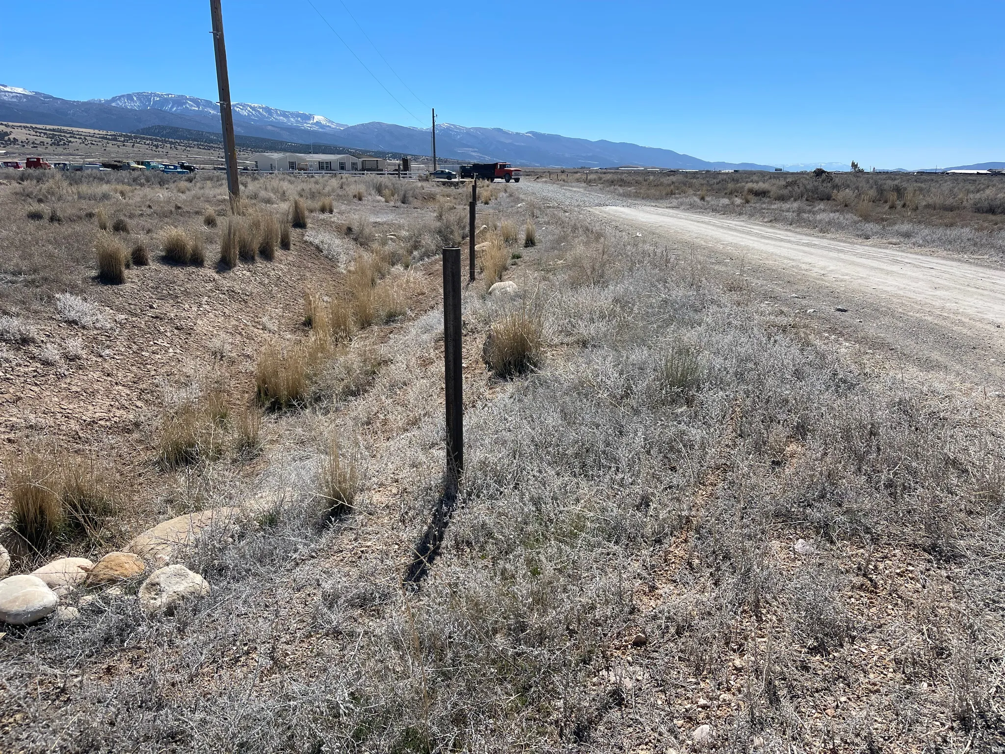 Front ( west) of parcel with established steal posts