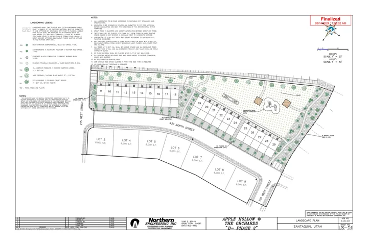 Landscape Plan. Establishing the required vegetation and site specifications for the property