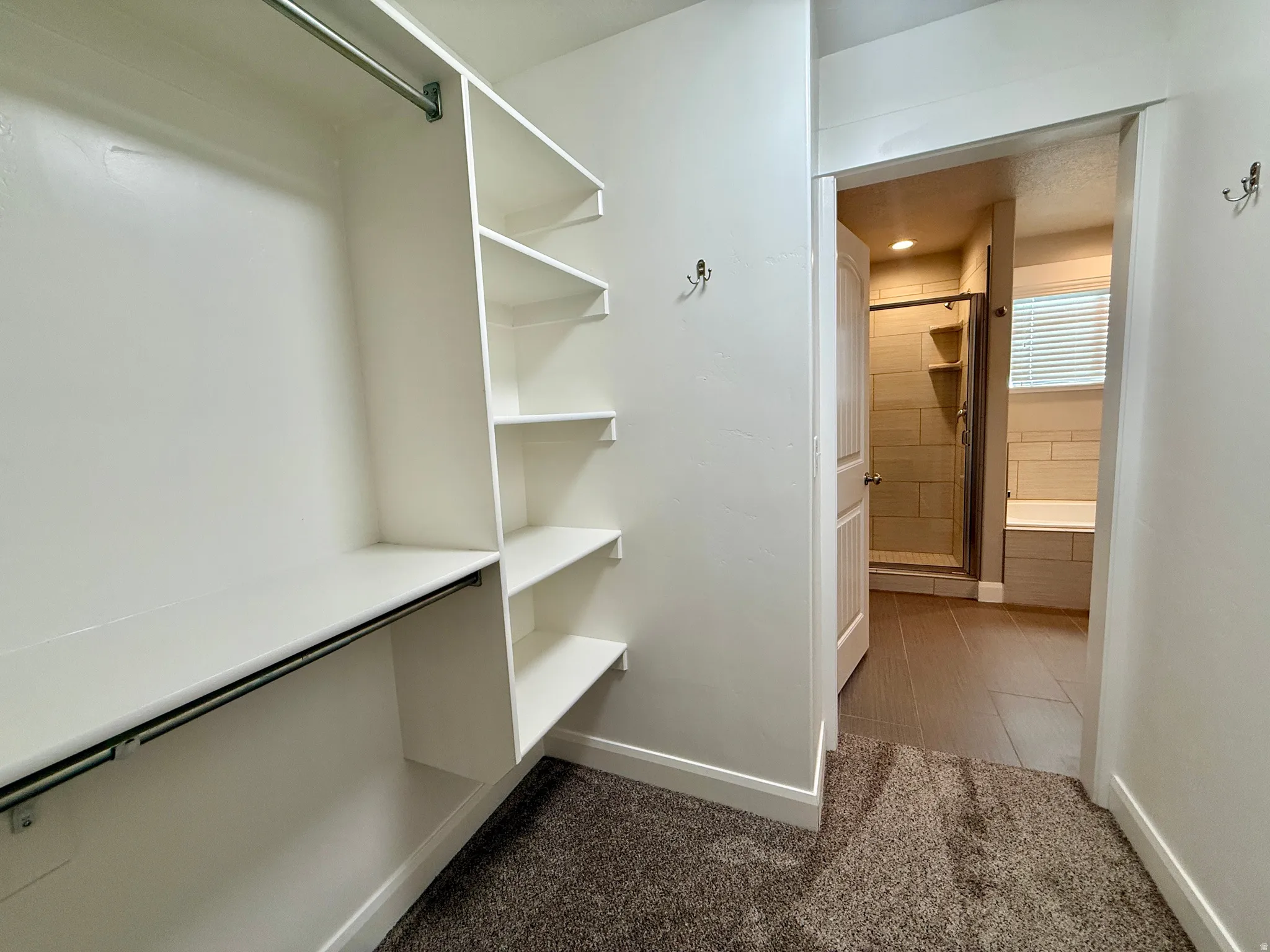 Built-in closet shelving and hanging rods