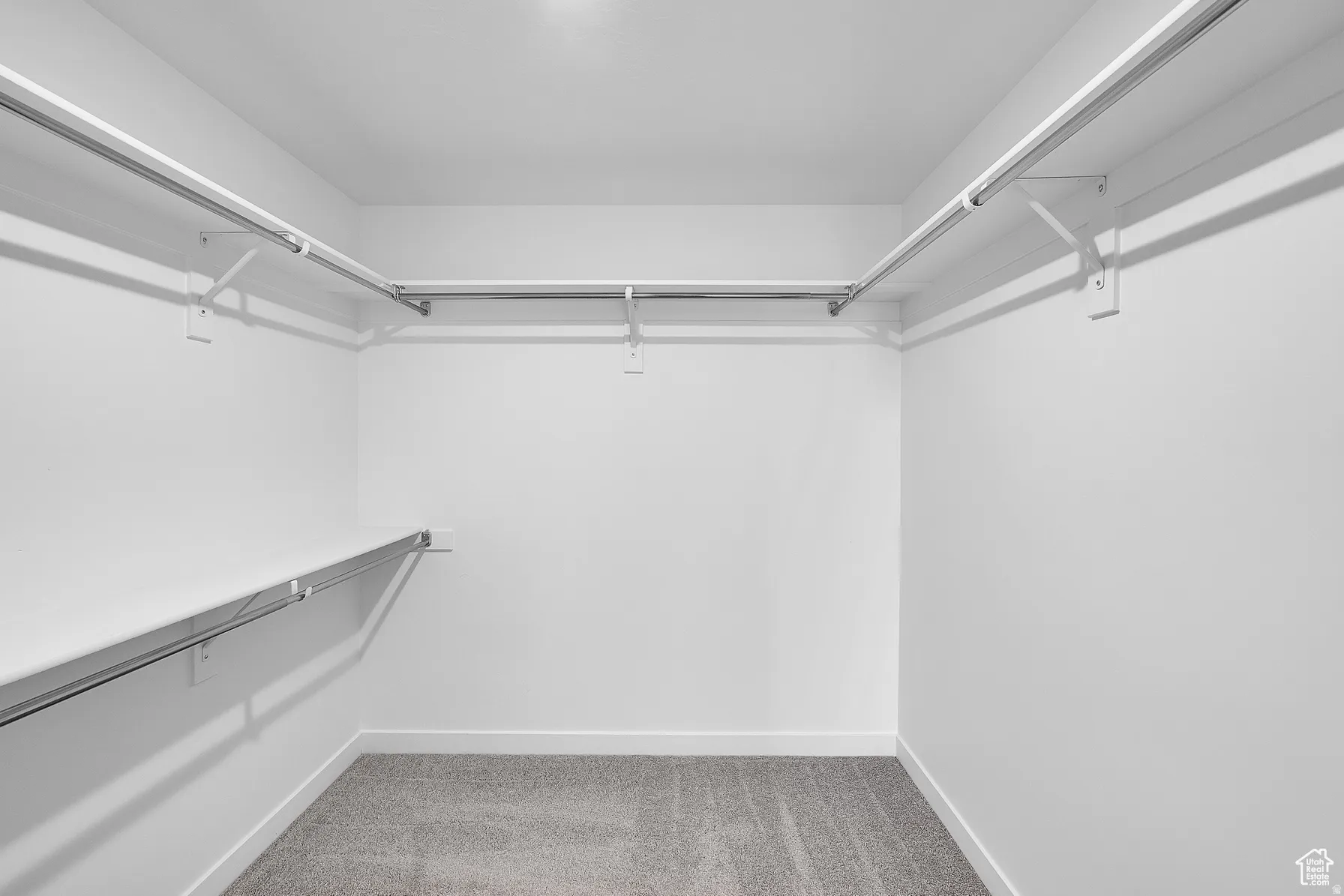 Walk in closet featuring light carpet