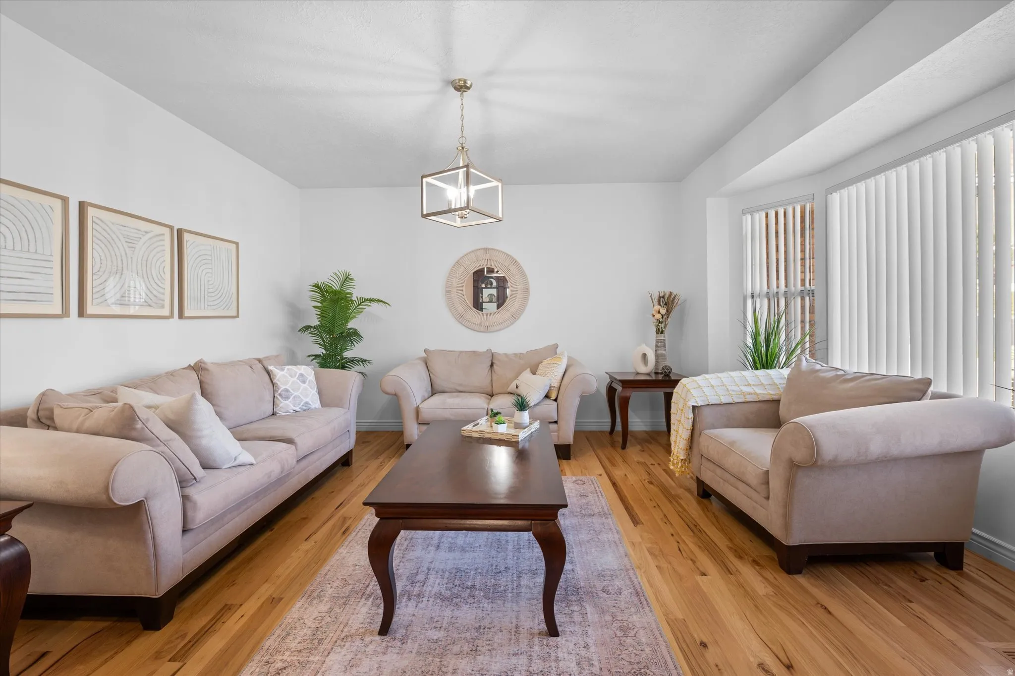 Formal living room with bay window