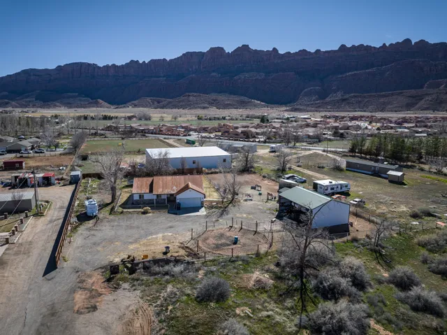 Aerial view of a mountainous background