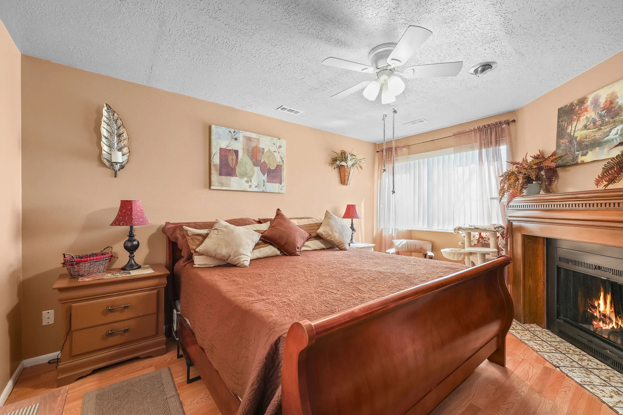 Primary Bedroom with gas fireplace.