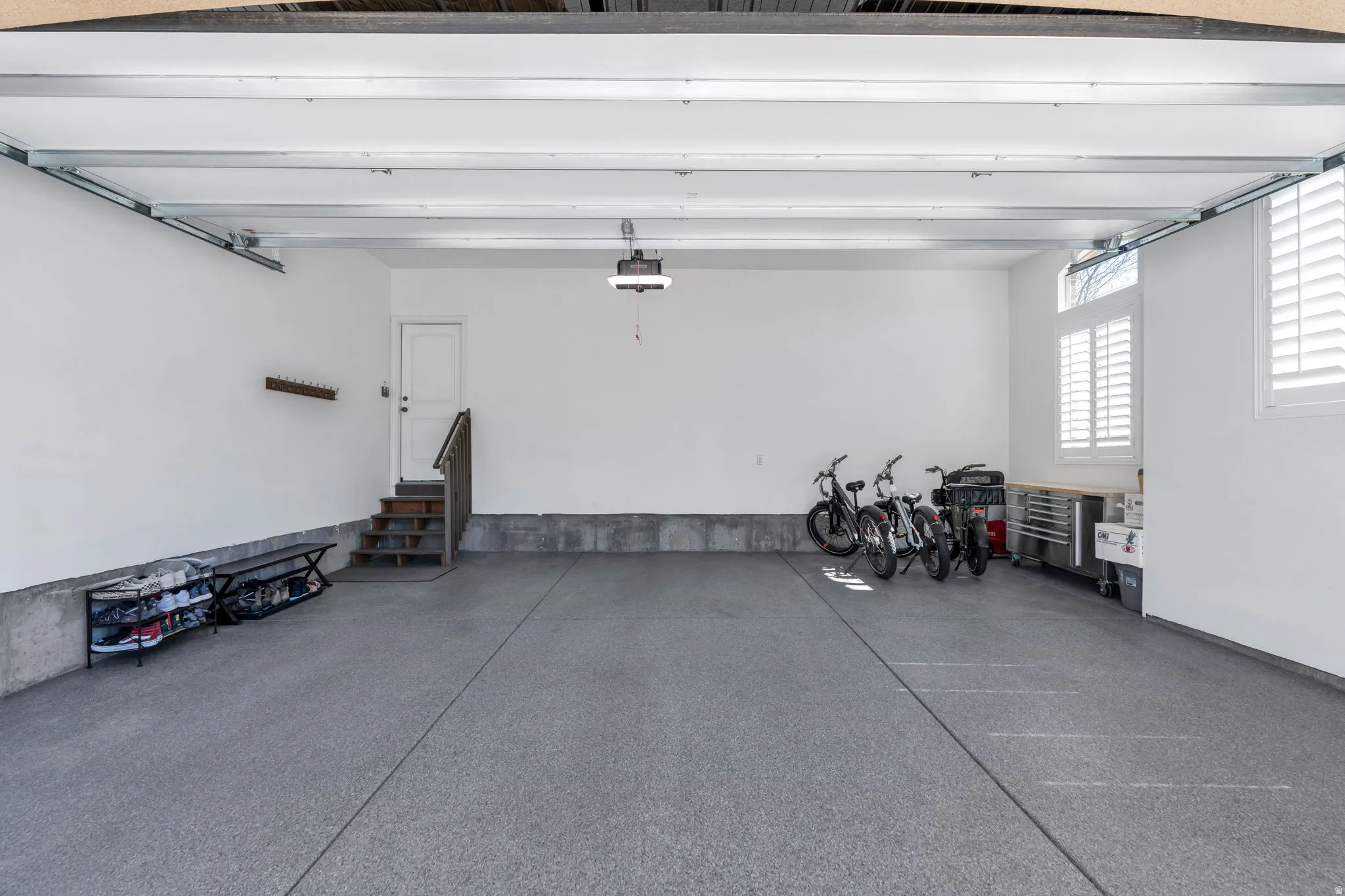 View of 2 car garage